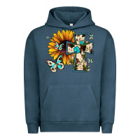 Pigment Midnight Navy cross with sunflower Urban Hoodie - JahusDesignShop