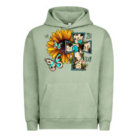 Pigment Oil Green cross with sunflower Urban Hoodie - JahusDesignShop