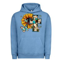 Pigment Pebble Blue cross with sunflower Urban Hoodie - JahusDesignShop