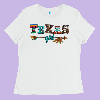 Texas Girl Serape Turquoise Leopard Cowhide Arrow Ladies Tee Designed By Artiststas