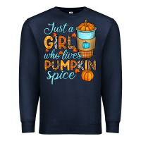 Navy Just a girl who loves pumpkin spice Premium Sweatshirt - RanaPortraitStore