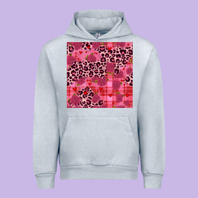 Valentines Day Roses Leopard Seamless Pattern Urban Hoodie Designed By Jahusdesignshop
