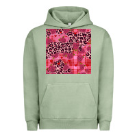 Pigment Oil Green valentines day roses leopard seamless pattern Urban Hoodie - JahusDesignShop