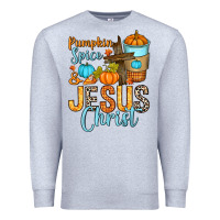 Heather Grey Pumpkin spice and Jesus Christ Premium Sweatshirt - RanaPortraitStore