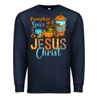 Navy Pumpkin spice and Jesus Christ Premium Sweatshirt - RanaPortraitStore