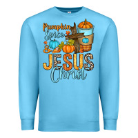 Ocean Blue Pumpkin spice and Jesus Christ Premium Sweatshirt - RanaPortraitStore