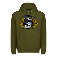 Army Green back the blue Premium Hoodie - CowhideDigitalArt