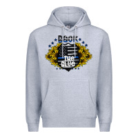 Heather Grey back the blue Premium Hoodie - CowhideDigitalArt