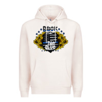 Pale Pink back the blue Premium Hoodie - CowhideDigitalArt