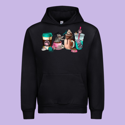 Cat  Coffee Cup Urban Hoodie Designed By Adodesignshop