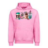 Fuchsia Pink cat  coffee cup Urban Hoodie - AdoDesignShop