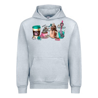 Heather Grey cat  coffee cup Urban Hoodie - AdoDesignShop