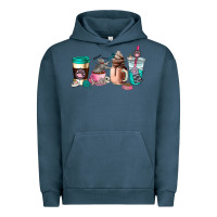 Pigment Midnight Navy cat  coffee cup Urban Hoodie - AdoDesignShop