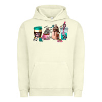 Pigment Pistachio cat  coffee cup Urban Hoodie - AdoDesignShop