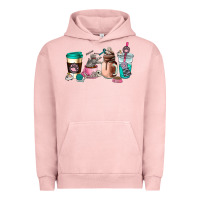 Pigment Salmon cat  coffee cup Urban Hoodie - AdoDesignShop