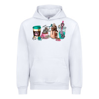 White cat  coffee cup Urban Hoodie - AdoDesignShop