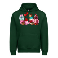 Forest Green valentines day roses coffee cups Urban Hoodie - AdoDesignShop