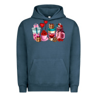Pigment Midnight Navy valentines day roses coffee cups Urban Hoodie - AdoDesignShop