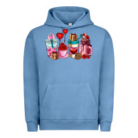 Pigment Pebble Blue valentines day roses coffee cups Urban Hoodie - AdoDesignShop