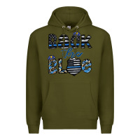 Army Green back the blue1 Premium Hoodie - CowhideDigitalArt