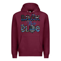 Burgundy back the blue1 Premium Hoodie - CowhideDigitalArt