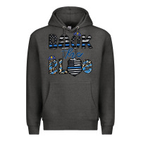 Charcoal Heather back the blue1 Premium Hoodie - CowhideDigitalArt
