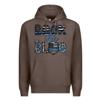 Coffee back the blue1 Premium Hoodie - CowhideDigitalArt