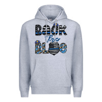 Heather Grey back the blue1 Premium Hoodie - CowhideDigitalArt