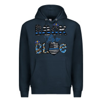 Navy back the blue1 Premium Hoodie - CowhideDigitalArt