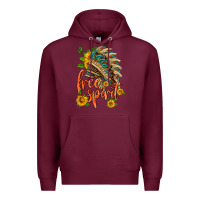 Burgundy free spirit sunflower and indian headdress Premium Hoodie - HRA Design Shop