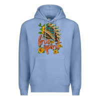 Colony Blue free spirit sunflower and indian headdress Premium Hoodie - HRA Design Shop