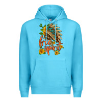 Ocean Blue free spirit sunflower and indian headdress Premium Hoodie - HRA Design Shop