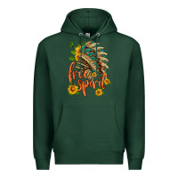 Sports Green free spirit sunflower and indian headdress Premium Hoodie - HRA Design Shop