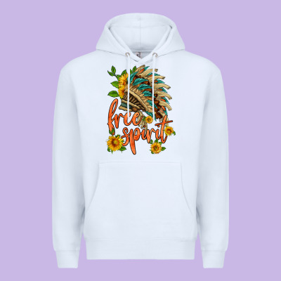 Free Spirit Sunflower And Indian Headdress Premium Hoodie Designed By Hra Design Shop