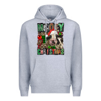 Heather Grey Mooey christmas Premium Hoodie - FaDigitalArtStudio