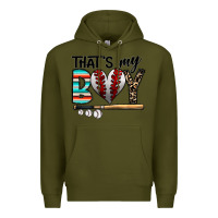 Army Green baseball Premium Hoodie - CowhideDigitalArt