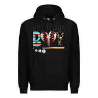 Black baseball Premium Hoodie - CowhideDigitalArt