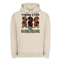 Pigment French Oak everything is better with dachshunds Urban Hoodie - JahusDesignShop
