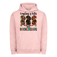 Pigment Salmon everything is better with dachshunds Urban Hoodie - JahusDesignShop