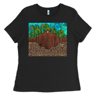 Black custom cactus and sunflowers leopard turquoise Ladies Tee - Artiststas