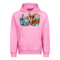 Fuchsia Pink hannukah coffee cups Urban Hoodie - AdoDesignShop