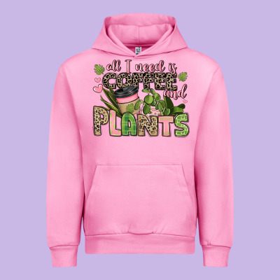 All I Need Is Coffee And Plants Urban Hoodie Designed By Jahusdesignshop