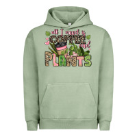 Pigment Oil Green all i need is coffee and plants Urban Hoodie - JahusDesignShop