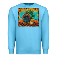 Ocean Blue Western Fall Thanksgiving Turkey Premium Sweatshirt - RanaPortraitStore
