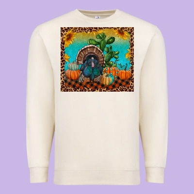 Premium Sweatshirt Western Fall Thanksgiving Turkey
