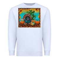 White Western Fall Thanksgiving Turkey Premium Sweatshirt - RanaPortraitStore