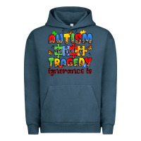 Pigment Midnight Navy autism is not a tragedy ignorance is Urban Hoodie - JahusDesignShop