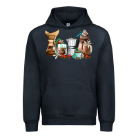 Navy coffee tools coffee cups Urban Hoodie - AdoDesignShop