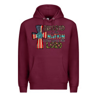 Burgundy blessed İs the nation whose god is the lord Premium Hoodie - CowhideDigitalArt