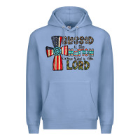 Colony Blue blessed İs the nation whose god is the lord Premium Hoodie - CowhideDigitalArt